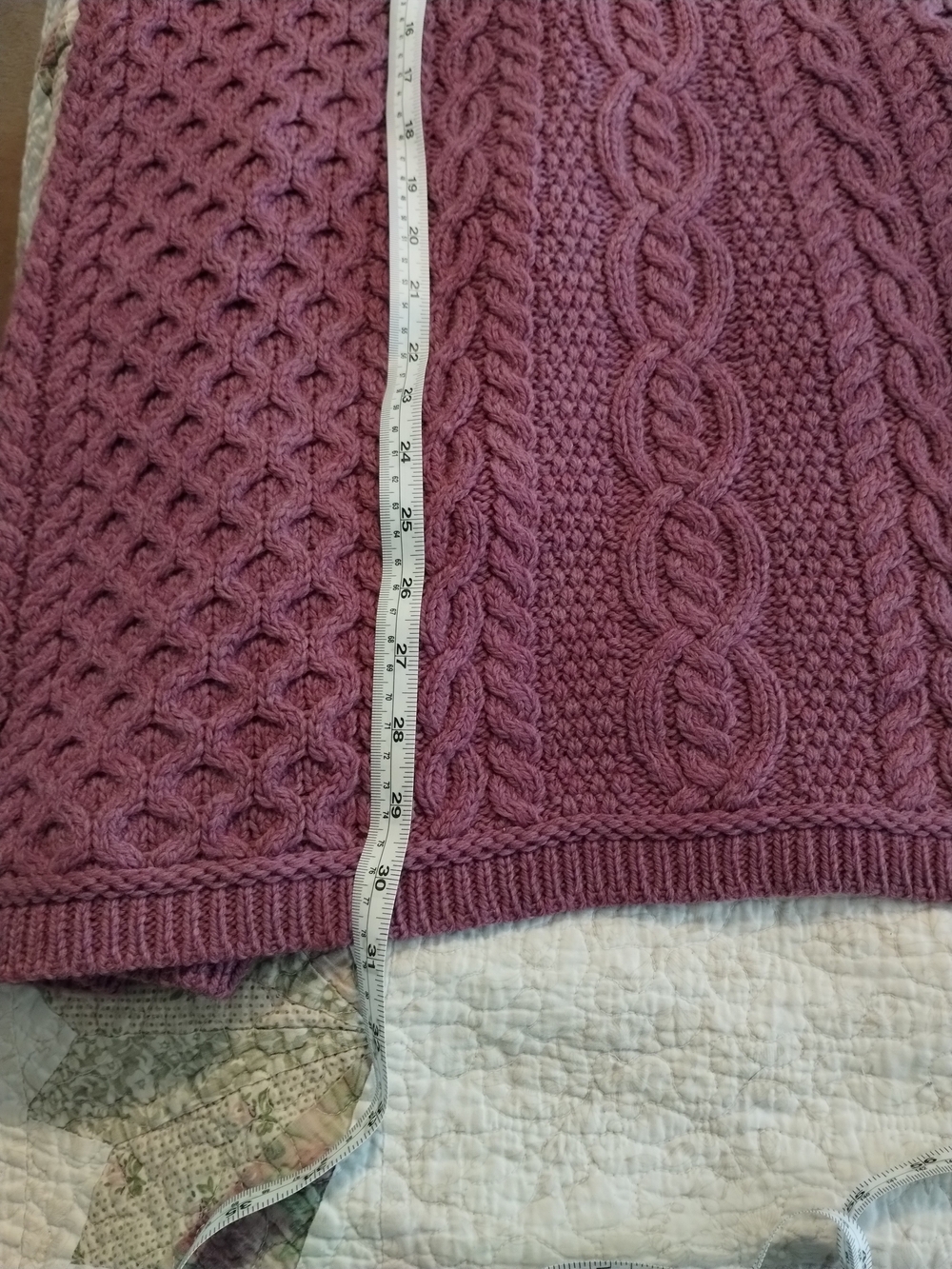 Cozy Cable Knit Button-Shoulder Sweater - Mauve Pink - Picture 8 of 8